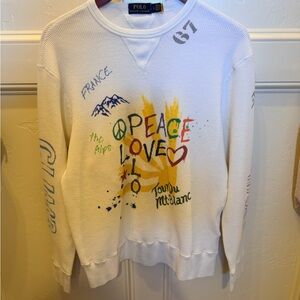 Ralph Lauren White Multicolor Graphic Men's L/S Shirt